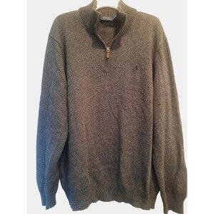 POLO Ralph Lauren Mens 2XLT Gray-Blue 100% Cotton 1/2 Zip Pullover Sweater
